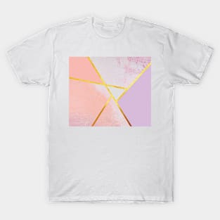 Abstract paint print, color blocking pink T-Shirt